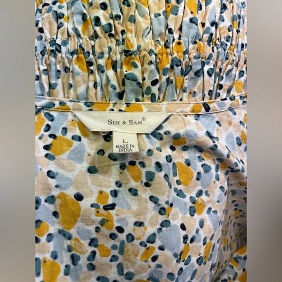 Sim & Sam 100% cotton abstract print smocked hem crop top, size large - Picture 3 of 5